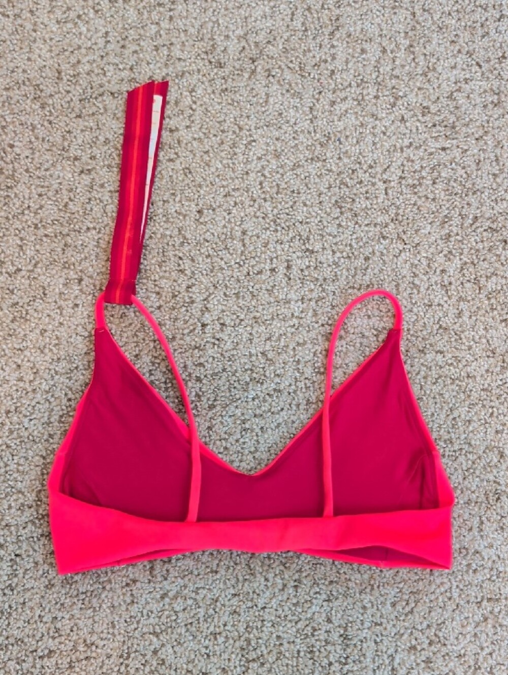 NWT Left On Friday Neon Pink/Red Seamless V-Neck Swim Size S In Rescue - Picture 3 of 3